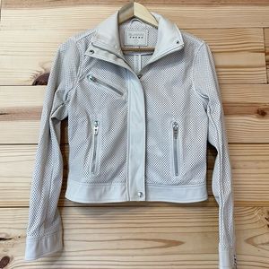 Anthropologie Perforated Moto Jacket Faux Leather Cream